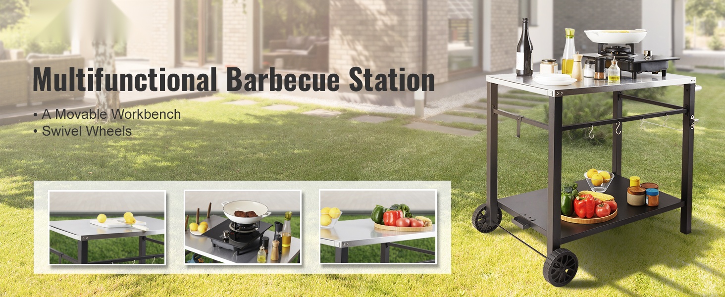 Kaksitasoinen ulkogrillikärry