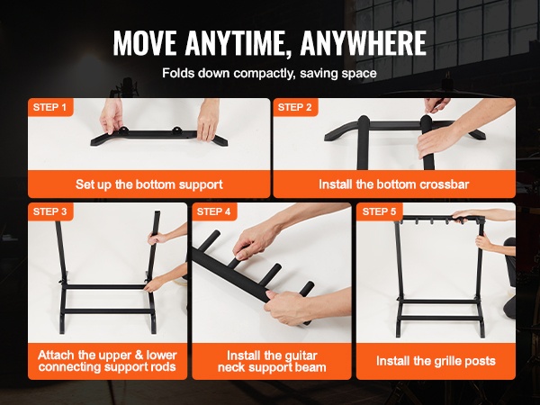 Helposti kokoon taitettava kitarateline