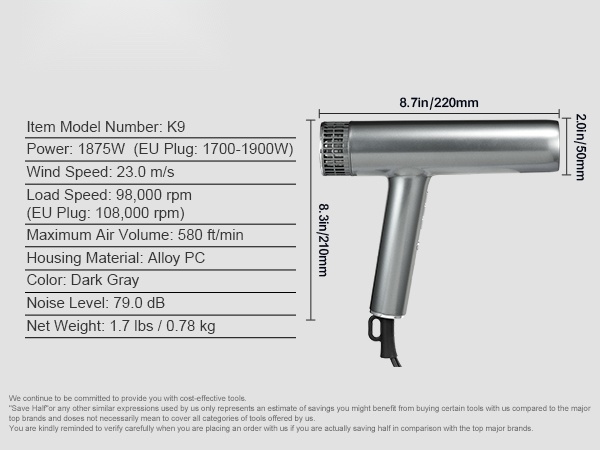 Hiustenkuivaimen rakenne lähikuvassa