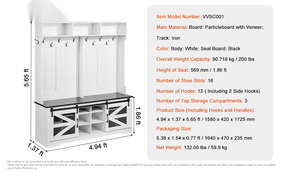 Naulakon mitat ja säilytystilat