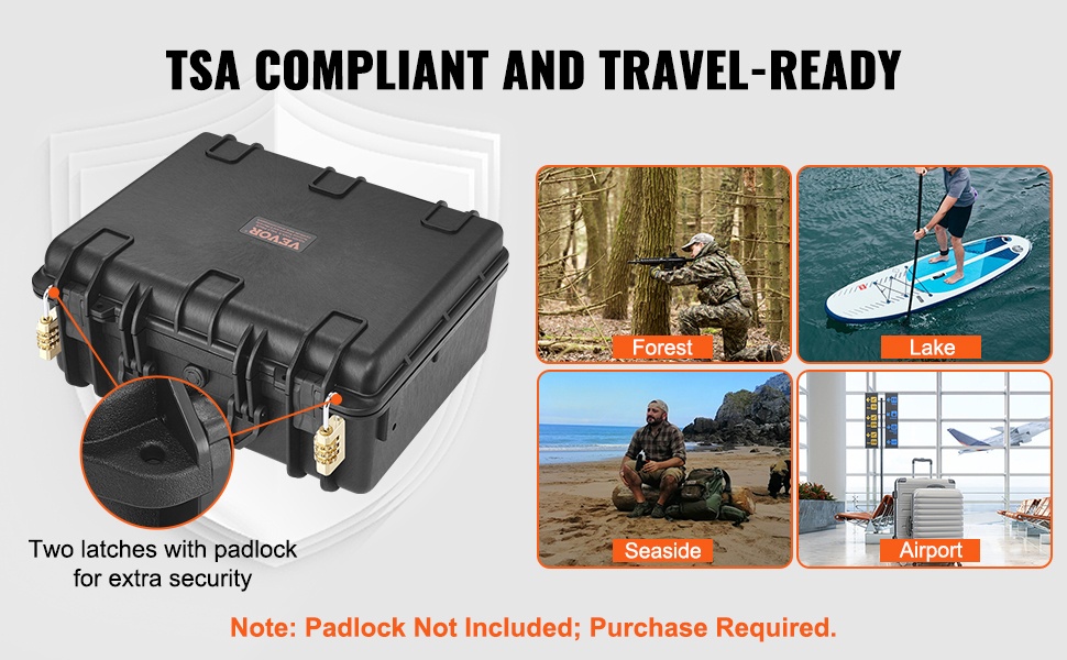 TSA-vaatimusten mukainen lukittava kotelo