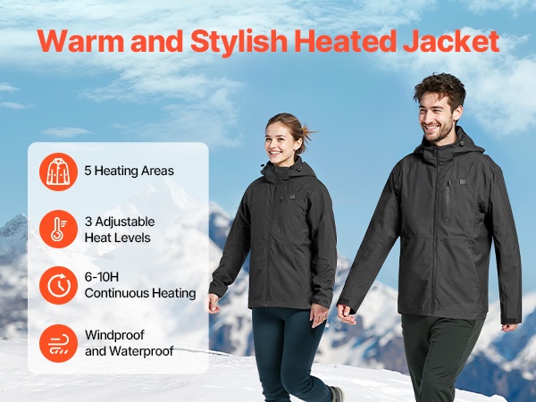 Naisten lämmitettävä takki käytössä