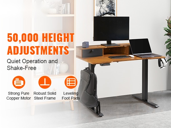 Säädettävä sähköpöytä, tilava pöytälevy