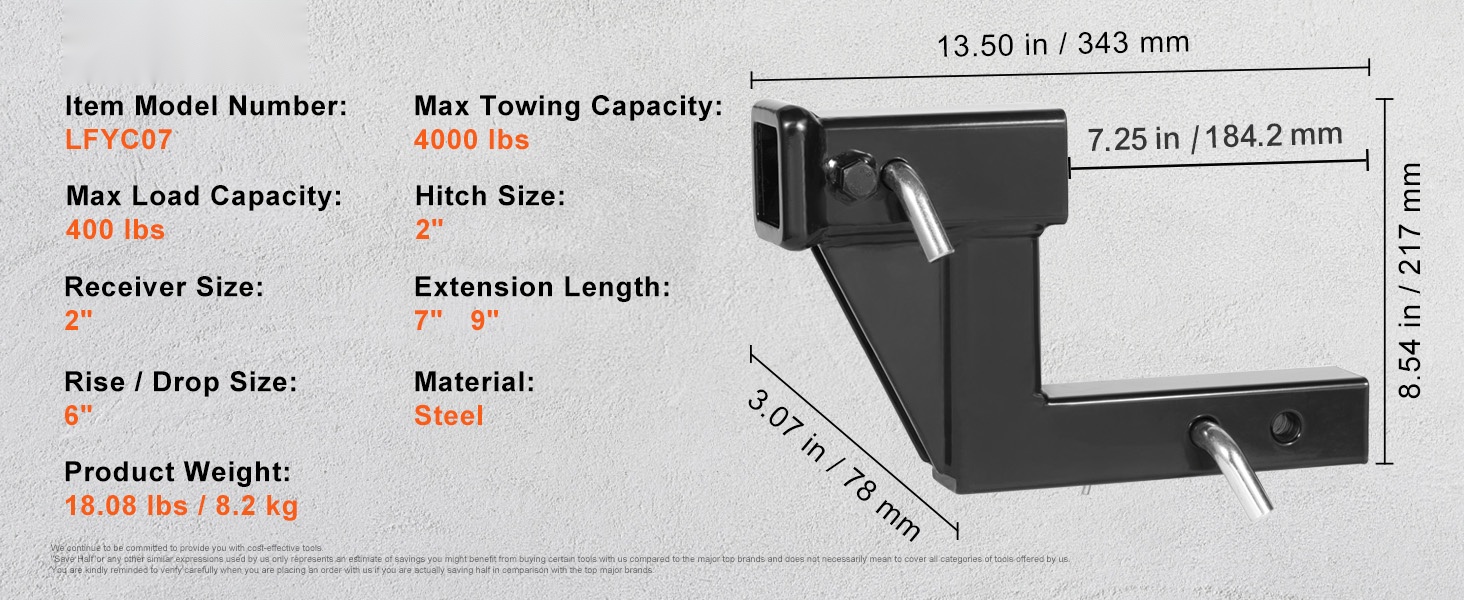 Vetokoukun jatkopalan mitat ja rakenne