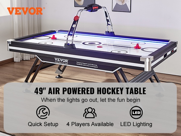 LED-ilmailmakiekkopöytä valaistuna