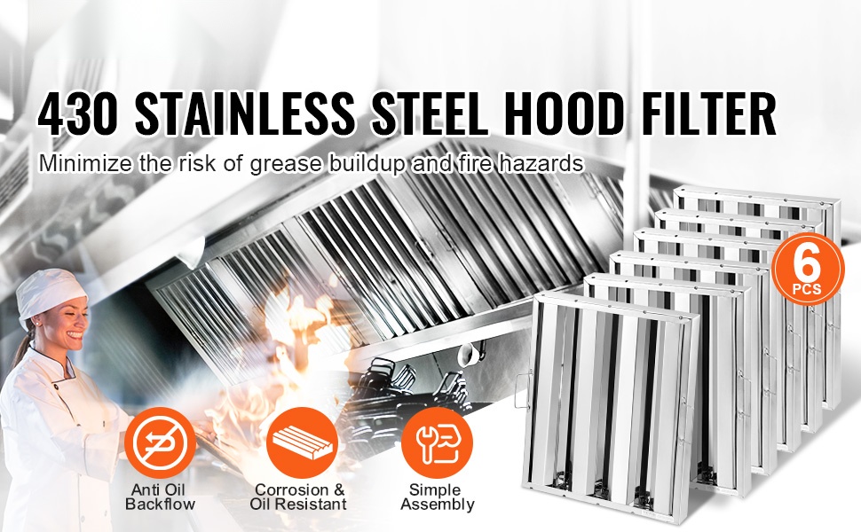 Kaupallinen liesikupusuodatin ruostumattomasta teräksestä