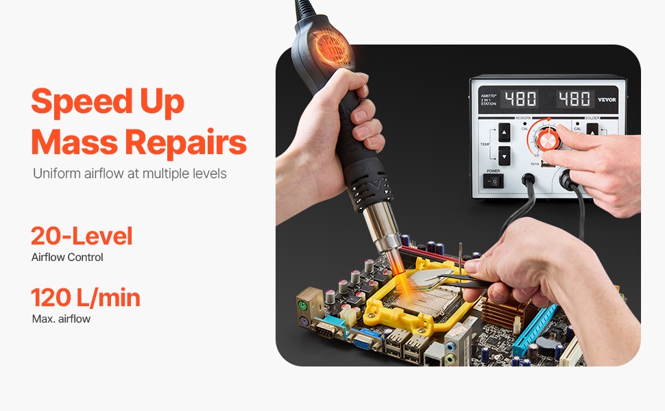 Säädettävä ilmavirta kuumailma-asemassa