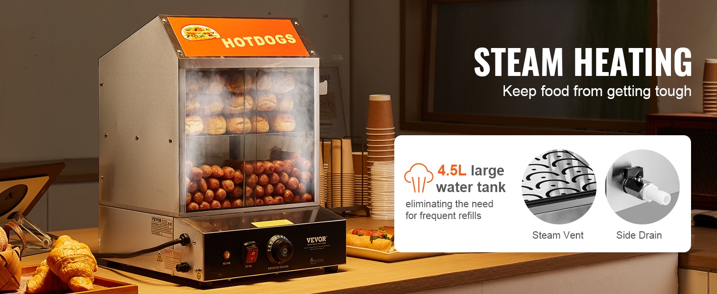 Kaksitasoinen sisätila hot dogeille ja sämpylöille