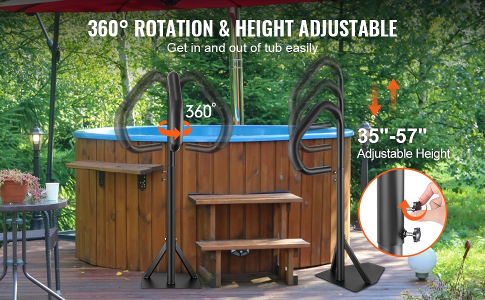 Säädettävä korkeus ja kääntyvä kaide