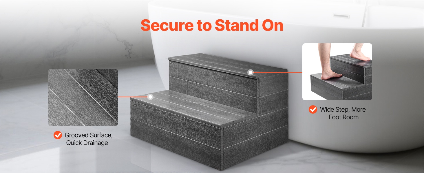 Liukumattomat askelmat ja vedenpoistourat