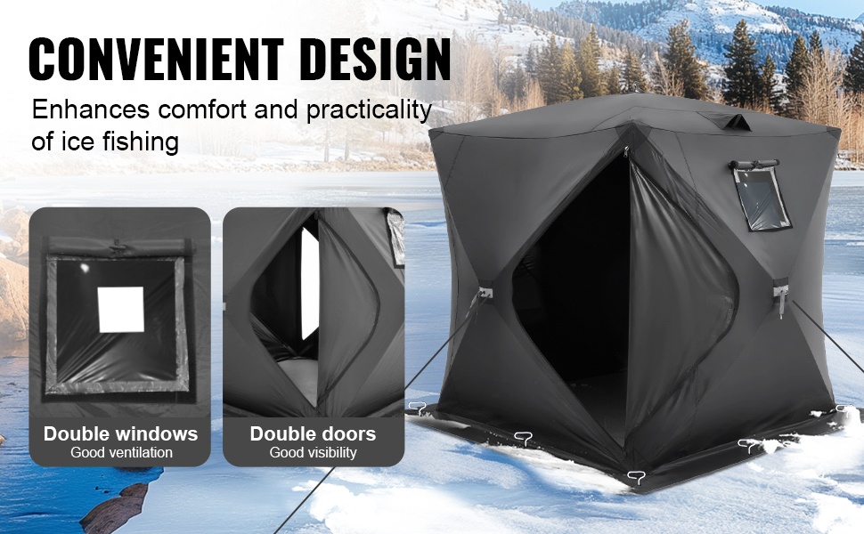 Jääkalastusteltan ovi ja ikkunat