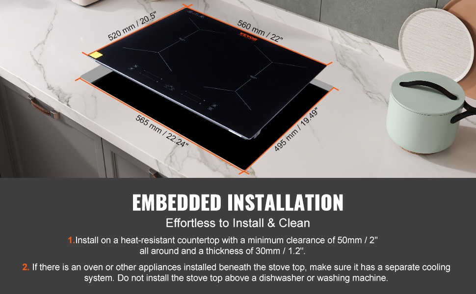 Upotettava asennus keittiötasoon