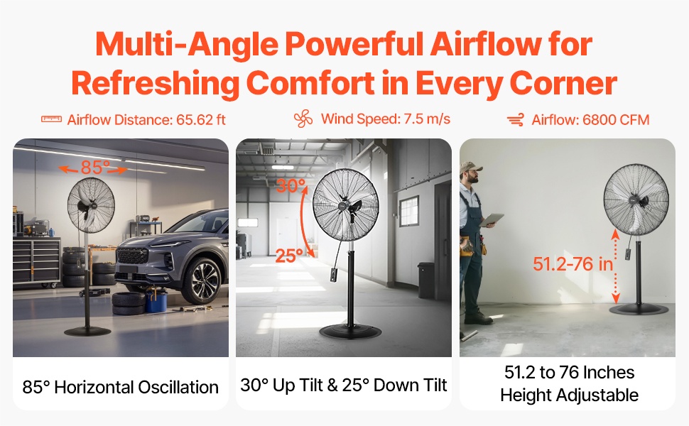 Säädettävä teollinen jalustatuuletin