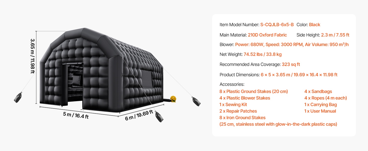 Yleisnäkymä puhallettavasta yökerhoteltasta