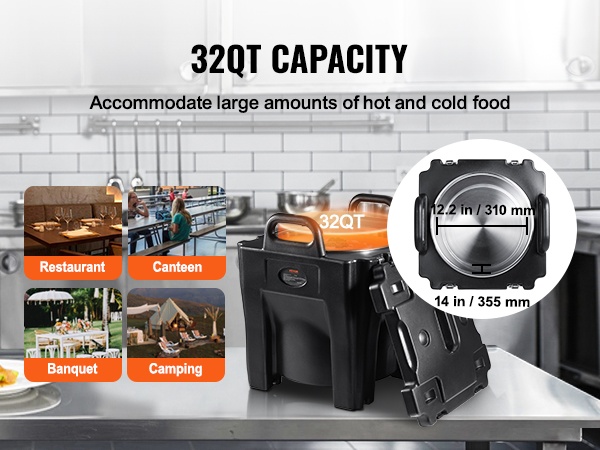 Eristetty ruokatermosastia 32QT - käyttö erilaisissa tilaisuuksissa