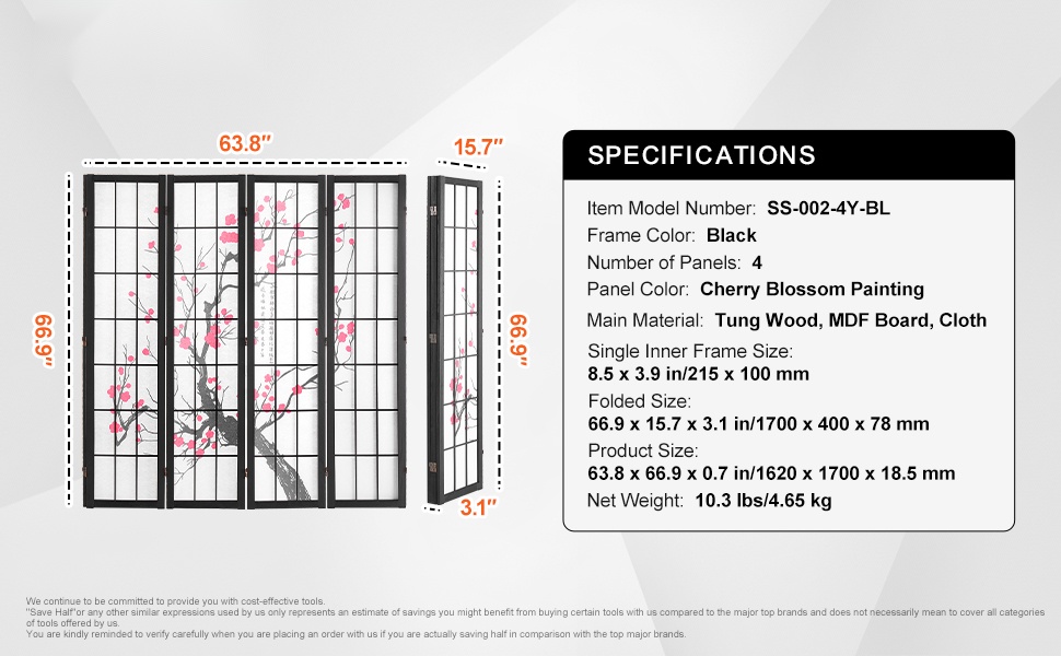 Tilanjakajan mitat ja mittasuhteet