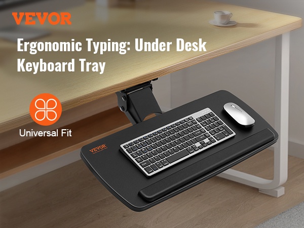 Näppäimistötaso työpöydän alla mobiilinäkymä