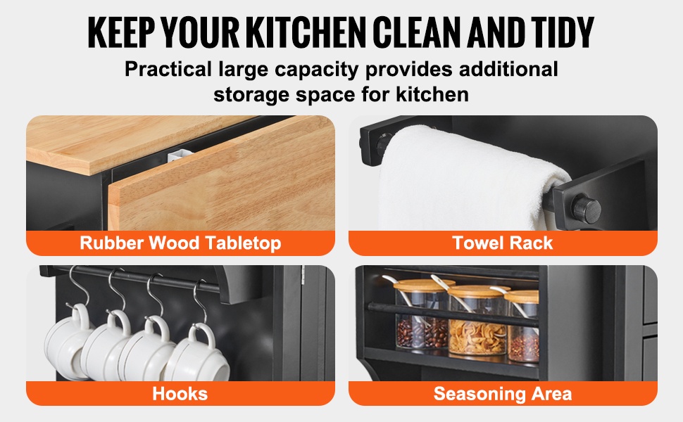 Keittiösaareke laatikolla, kaapilla ja lisäsäilytyksellä