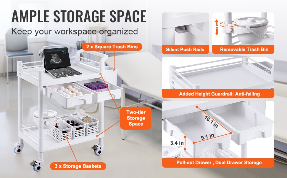 Laboratoriovaunu, pyörät ja kahvat