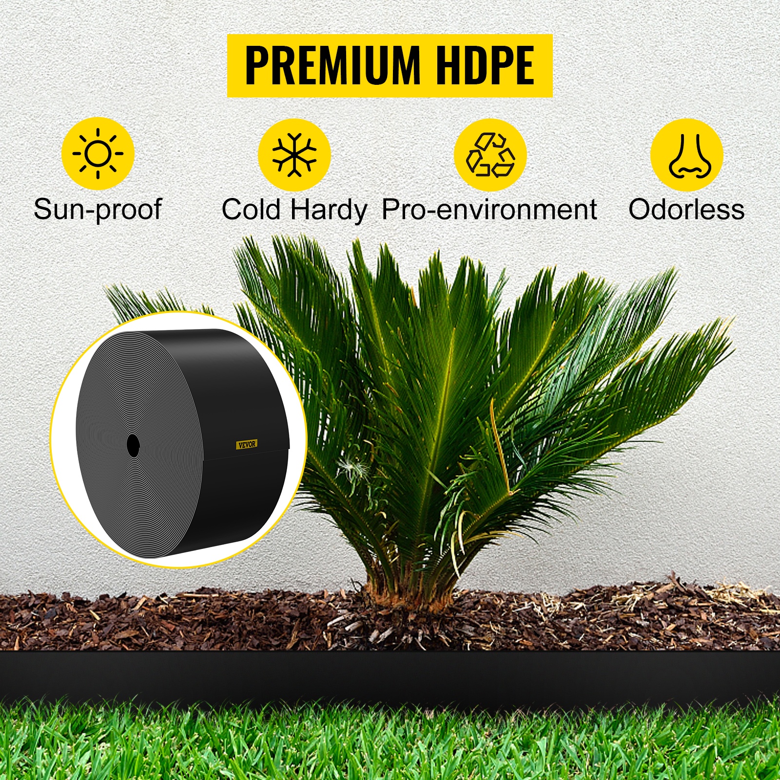 HDPE-materiaalista valmistettu reunus