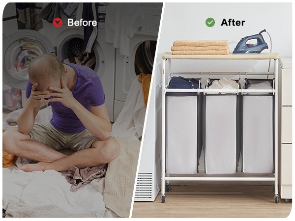 Pyykin järjestäminen kärryllä