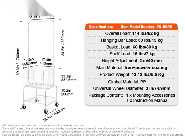Pyykkikärry mittapiirros