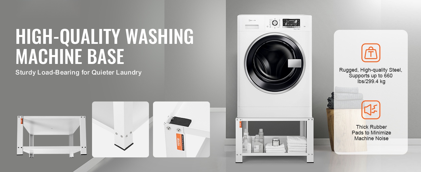 Säädettävä pesukoneen jalusta näkymä edestä