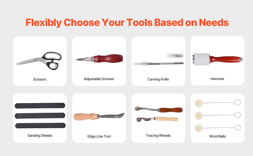 Nahkatyökalusarjan työkalut ja käyttö