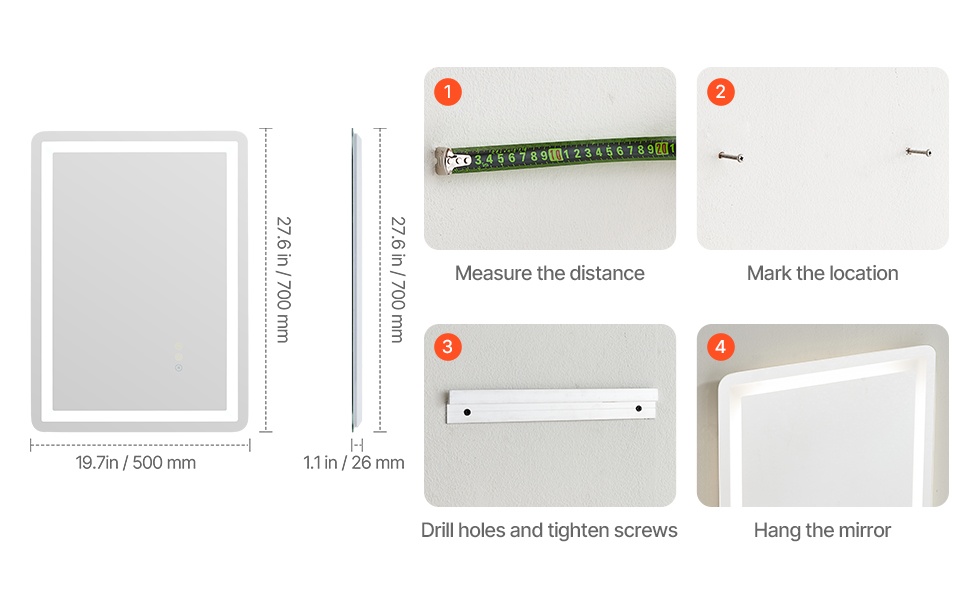 LED-kylpyhuonepeilin yksityiskohta