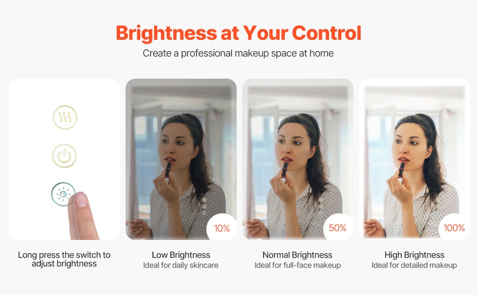 LED-kylpyhuonepeili, portaaton kirkkaudensäätö