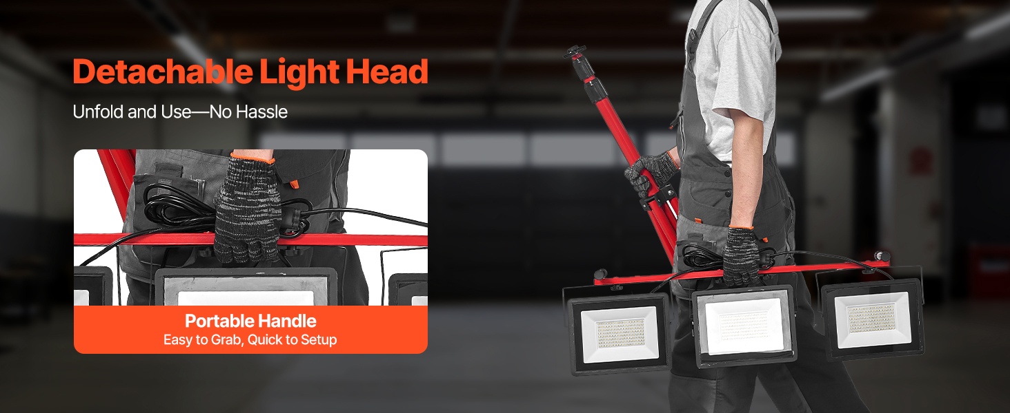 Irrotettavat valopäät ja kantokahva