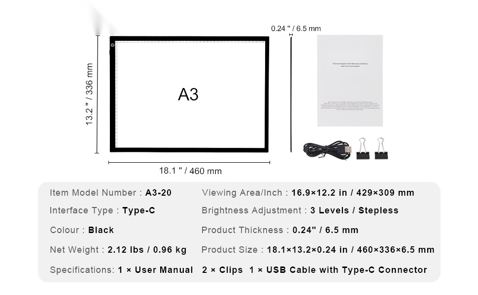 A3 LED -valotaulu pöydällä