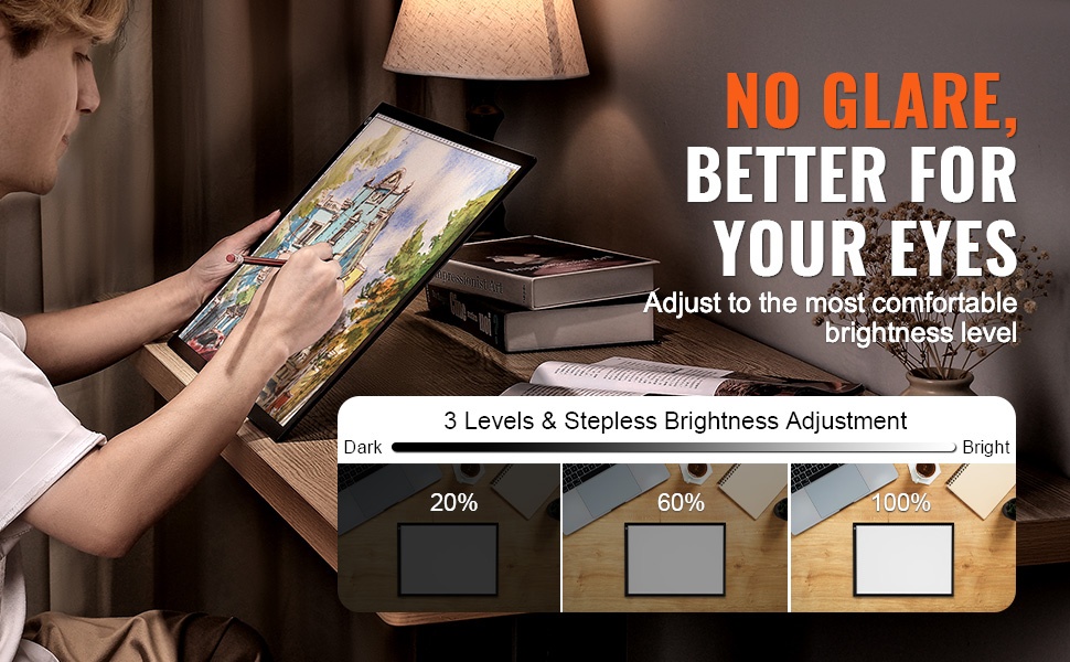 Säädettävä kirkkaus ja silmäystävällinen valo