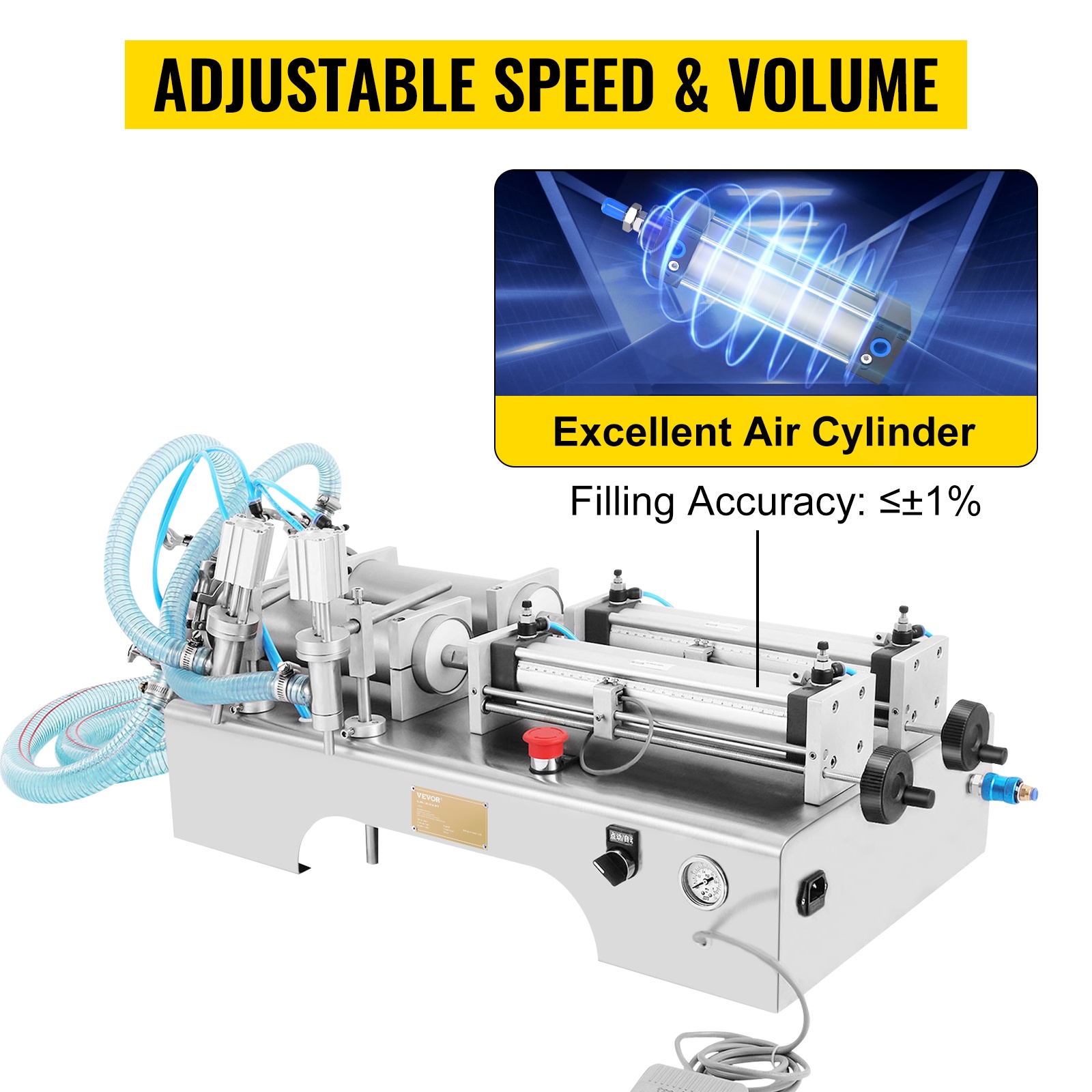 Säädettävä täyttönopeus ja tilavuus