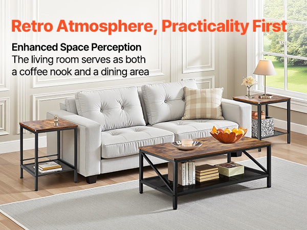 Sohvapöytä ja sivupöytä olohuoneessa, mobiilinäkymä 2