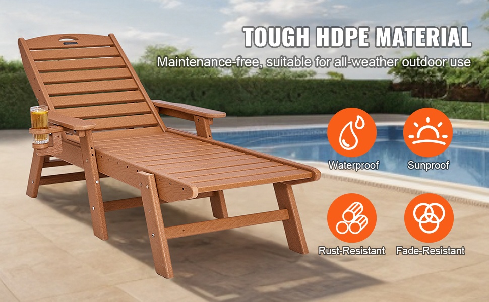 Säänkestävä HDPE-lepotuoli ulkokäyttöön