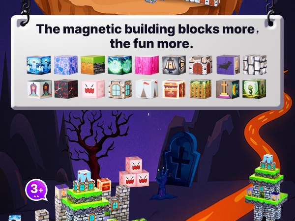 Magneettikuutioista rakennettuja linnoja