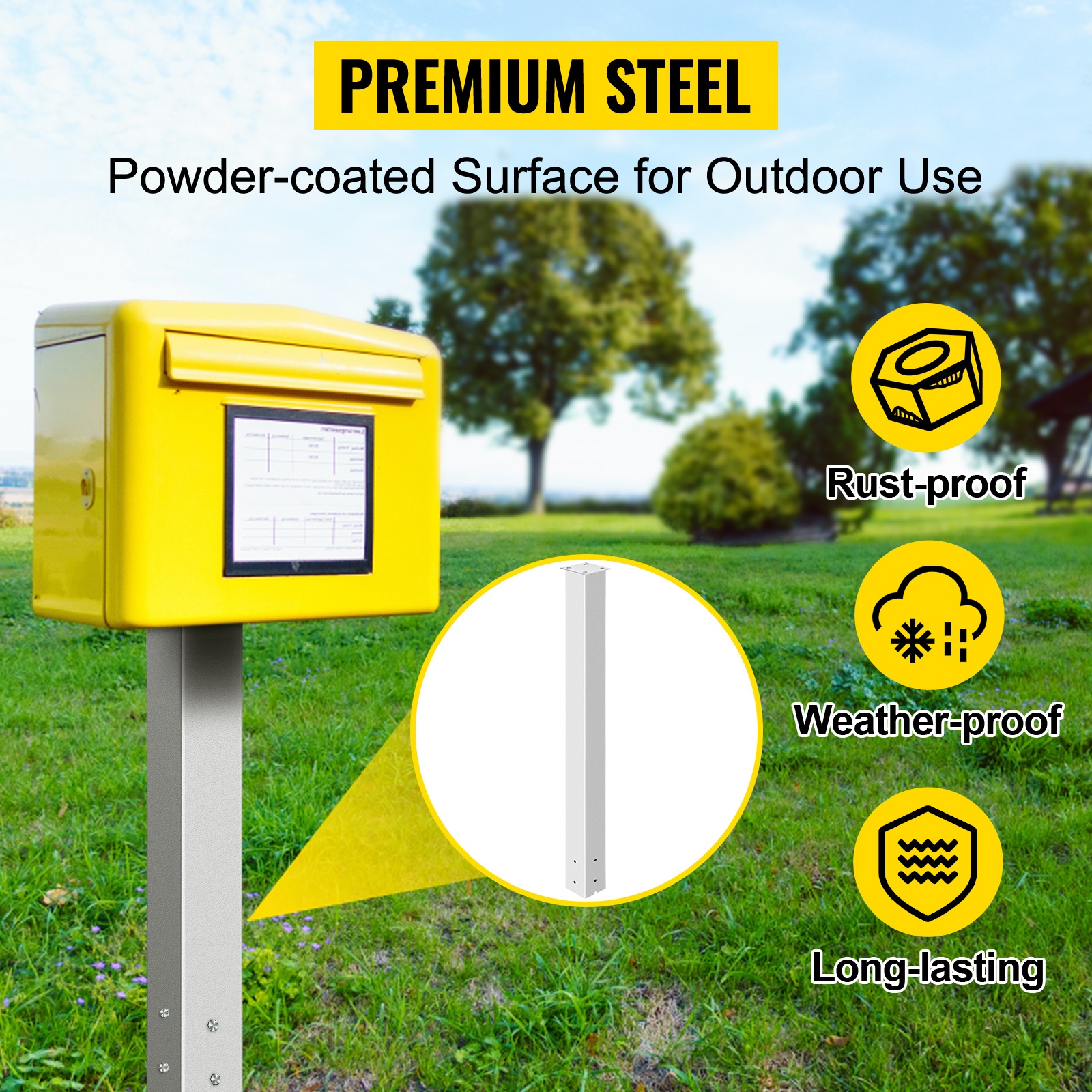 Teräksinen postilaatikon jalusta