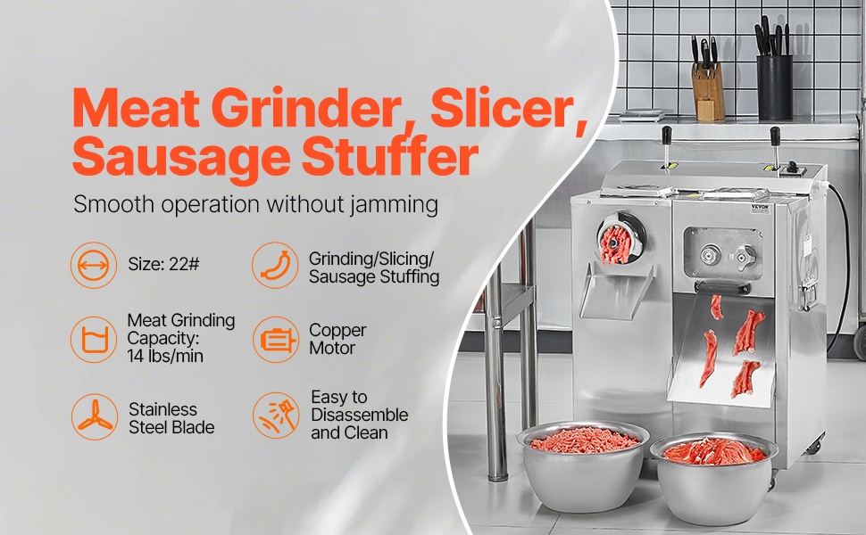 Sähkökäyttöinen lihamylly 3-in-1