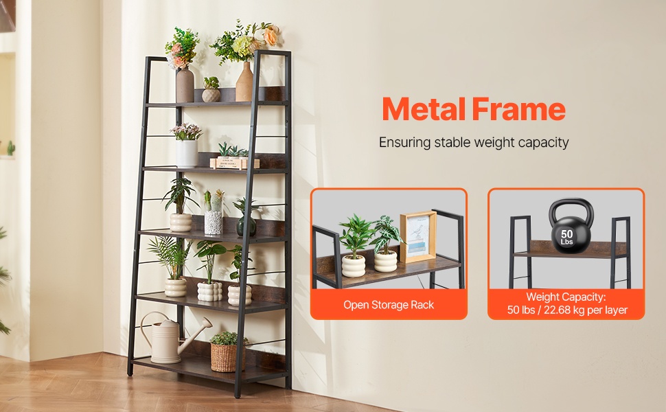 Tukeva metallirunko ja hyllytasot