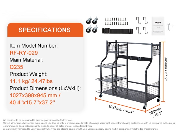 Säilytysteline golfbägeille, palloille ja muille varusteille