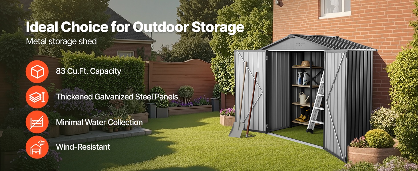 Metallinen puutarhavaja, ulkovarasto