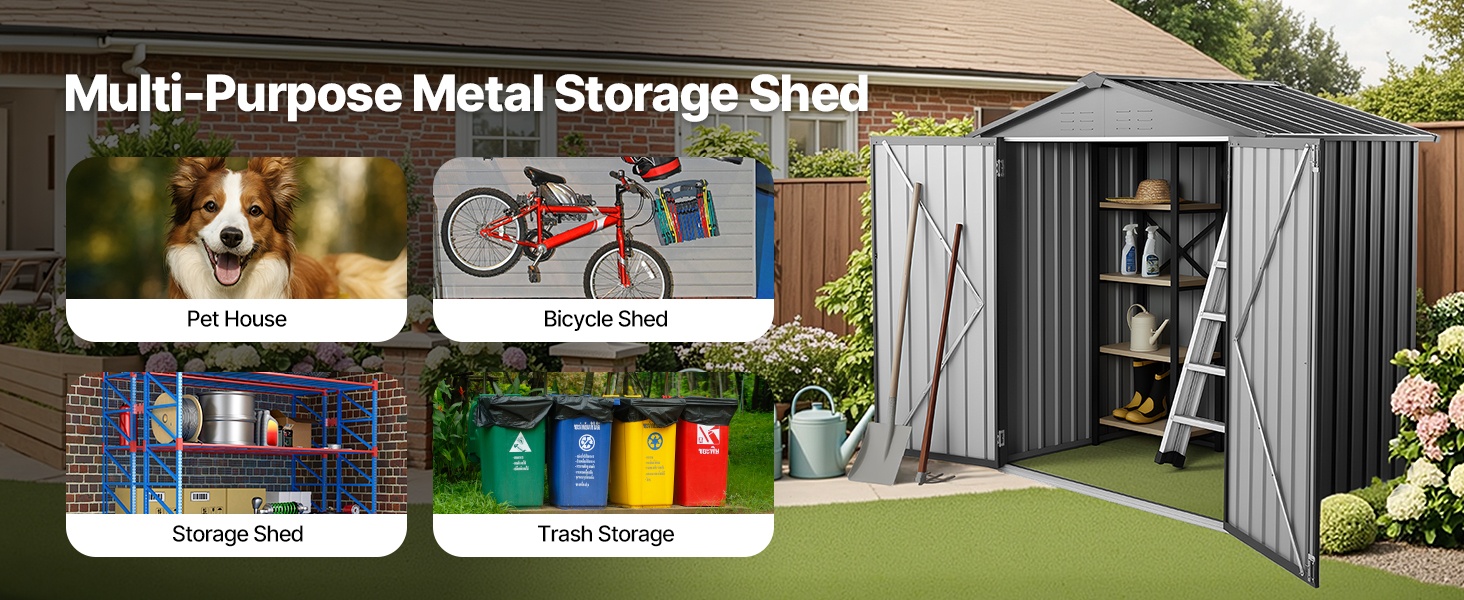 Monikäyttöinen metallinen ulkovarasto