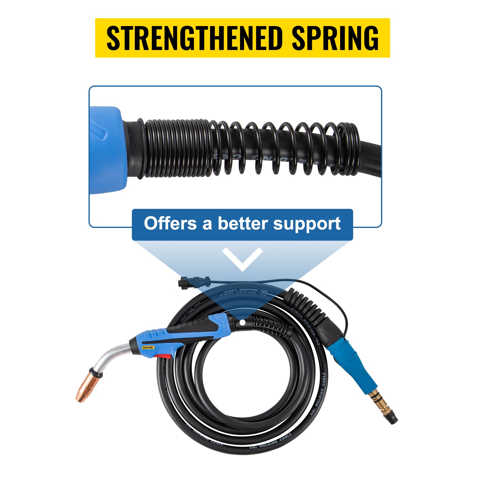 Vahvistettu jousi hitsauspistoolissa