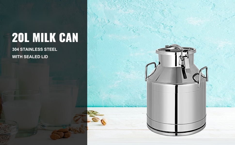 Ruostumattomasta teräksestä valmistettu maitotonkka 20L