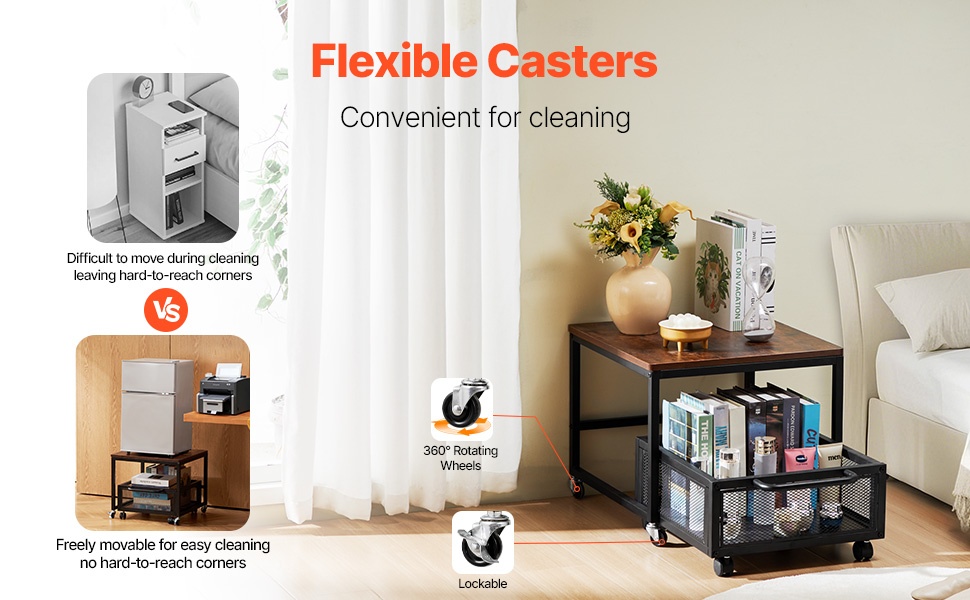 Liikuteltava säilytyskärry minijääkaapin alla