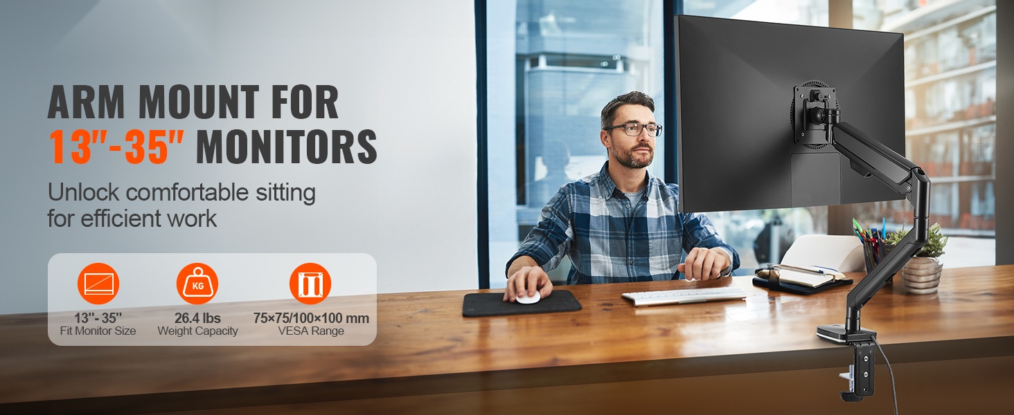 Kaksinivelinen näyttövarsi pöydällä