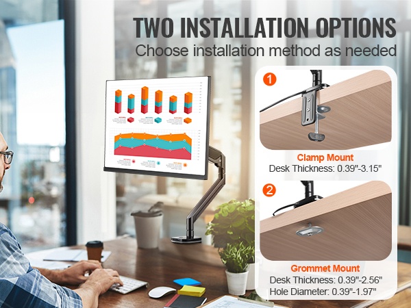 Näyttövarren kiinnitys pöydän reunaan