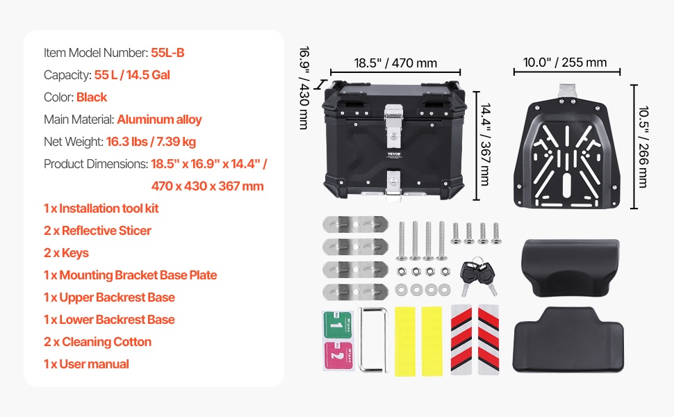 Alumiininen moottoripyörän takalaukku