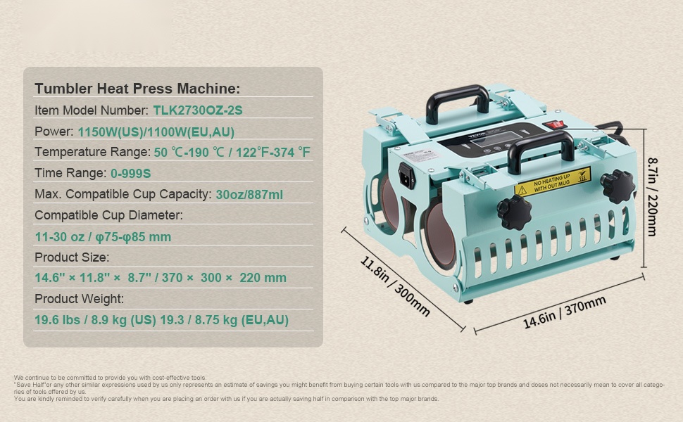 Tumblerprässi ja tarvikkeet